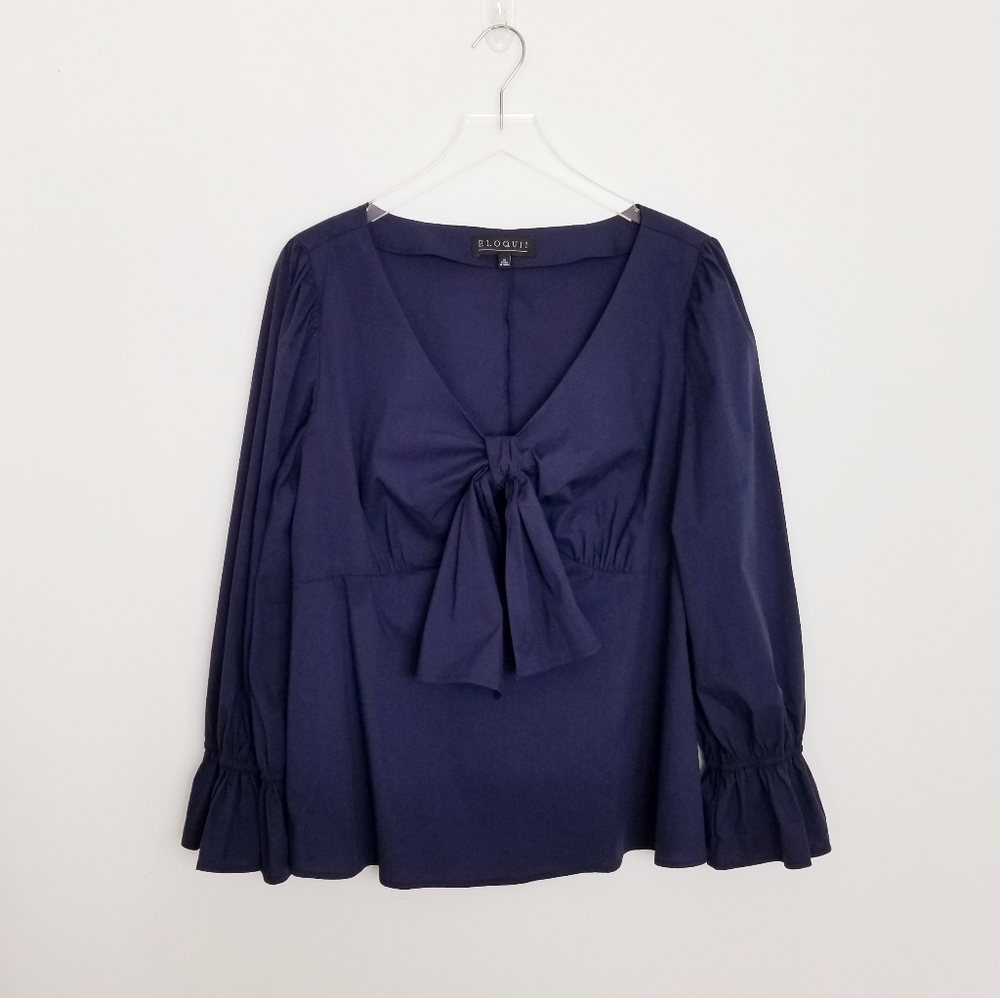 Eloquii V-Neck Ruffle Sleeve Tie Front Top